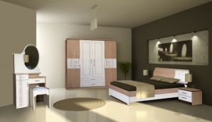 Bộ giường tủ áo melamine  06