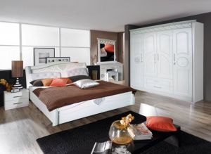 Bộ giường tủ áo trắng 04