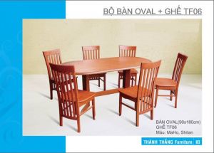 Bộ bàn ghế  1,8m oval 6 ghế TF06