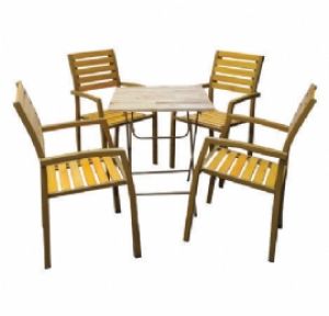 Bộ bàn ghế cà phê gỗ khung sắt